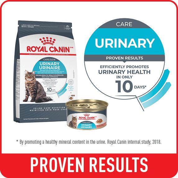 Proven results. Dry & wet food with Urinary icon.