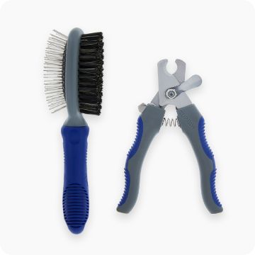Brushes, nail trimmers and shampoo