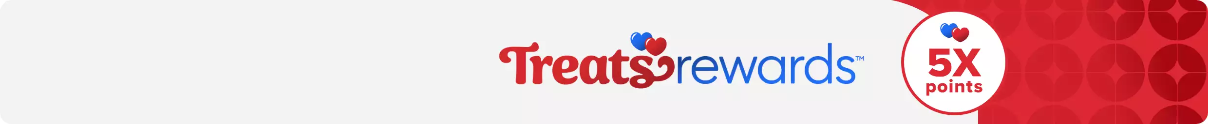 Treats Rewards logo with 5X points text in circle