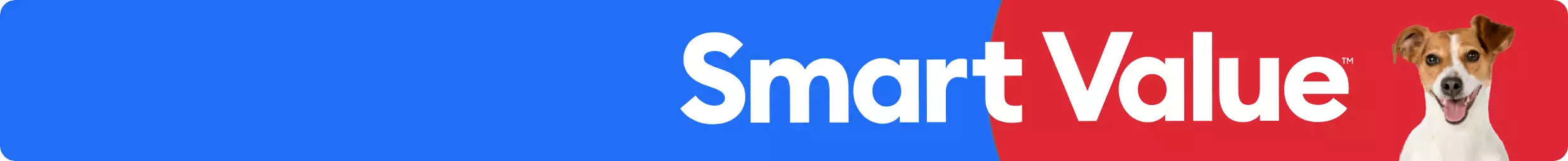 Smart Value message and a close up image of a dog