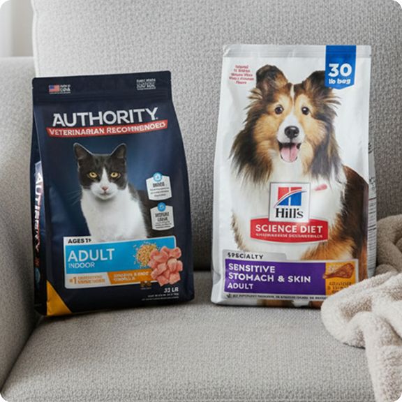 Authority & Hill’s Science Diet pet food bags