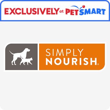 Exclusively at PetSmart callout and Simply Nourish logo