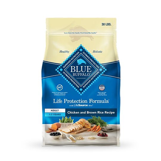 Bag of Blue Buffalo dog food