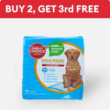 Buy 2, get 3rd free callout and a package of Great Choice dog pads