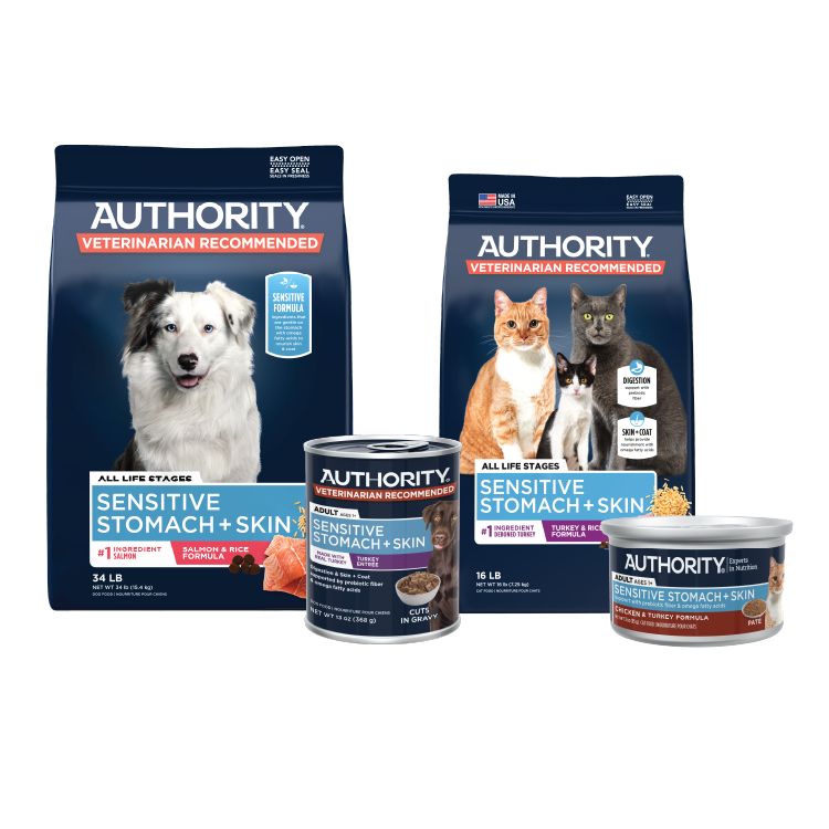 Authority cat & dog food for sensitive stomach & skin