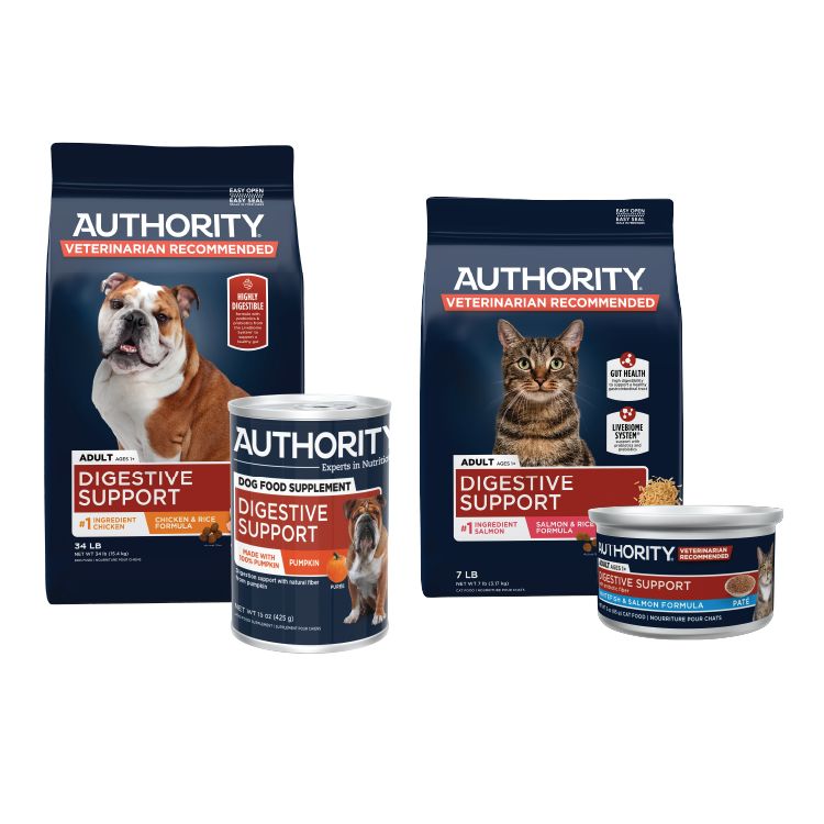 Authority cat & dog food for digestive support