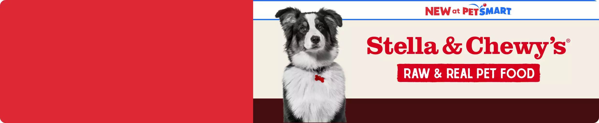 New at PetSmart: Stella & Chewy's Raw & Real Pet Food. Pic of dog.