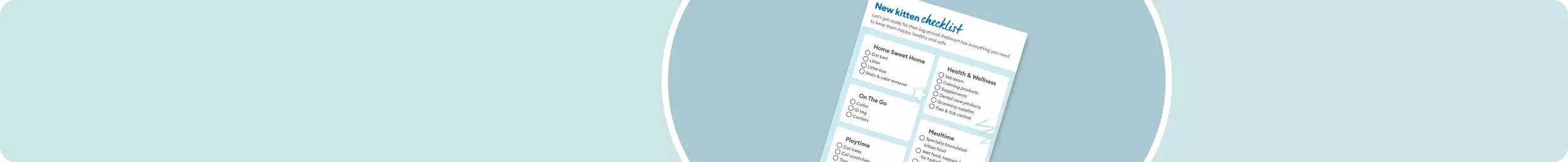 Closeup of page of new kitten checklist