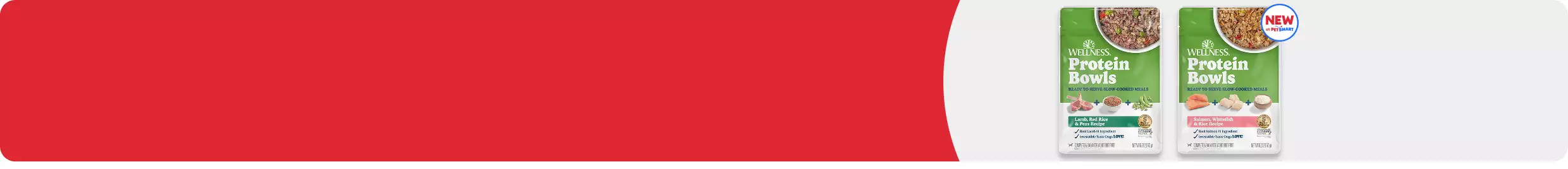 Two flavors of Wellness Protein Bowls meals, New at Petsmart