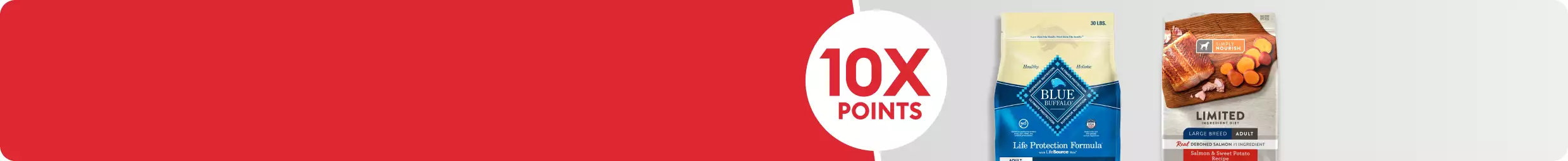 10X points text, two bags of dog food