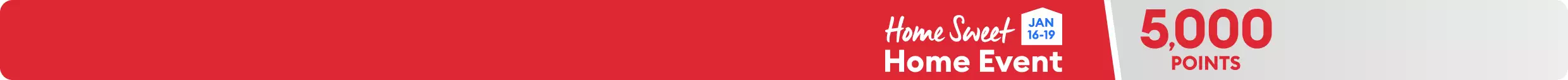 Home Sweet Home Event promotion with a 5,000 points callout & January 16–19