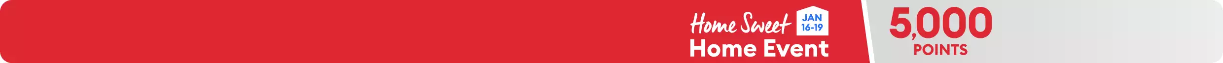 Home Sweet Home Event promotion with a 5,000 points callout & January 16–19