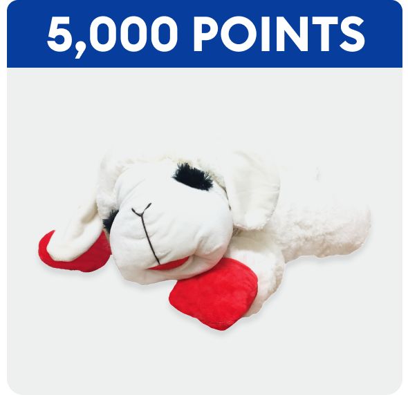 5,000 points callout & Lamb Chop plush toy