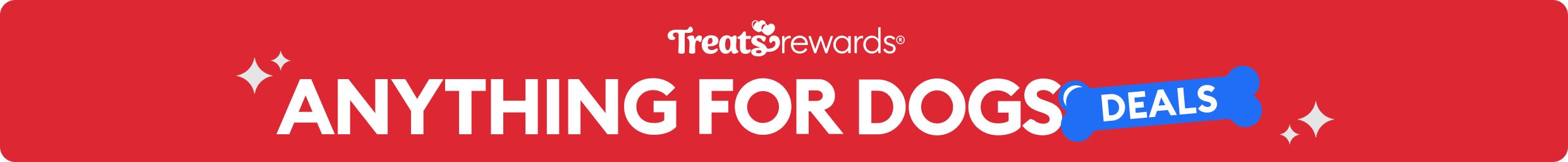 Treats Rewards logo & Anything for Dogs Deals message