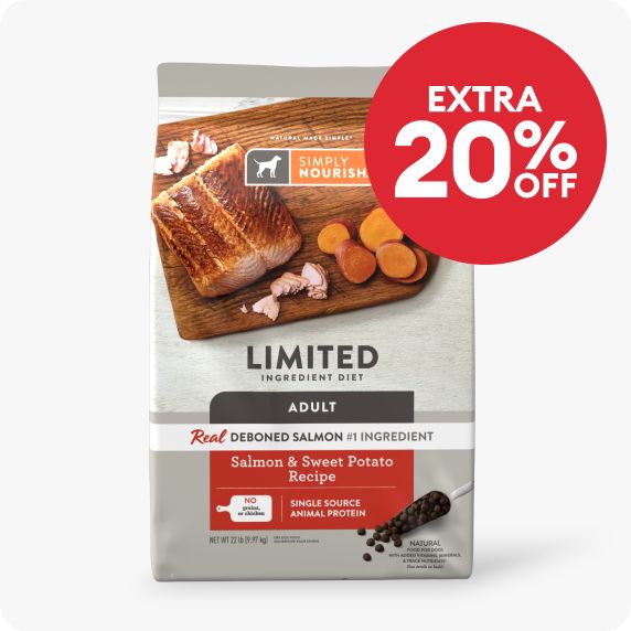 Extra 20% off callout & a bag of Simply Nourish dog food