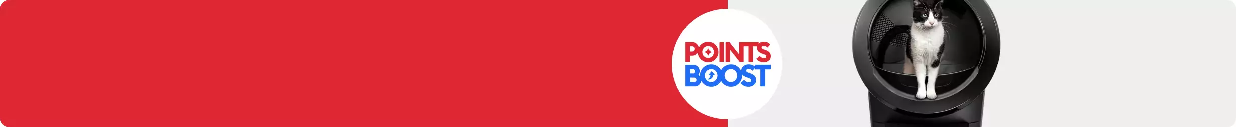 Points Boost callout and a cat inside a Litter-Robot