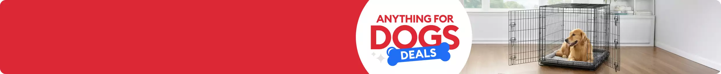 Anything for Dogs Deals with retriever in wire crate