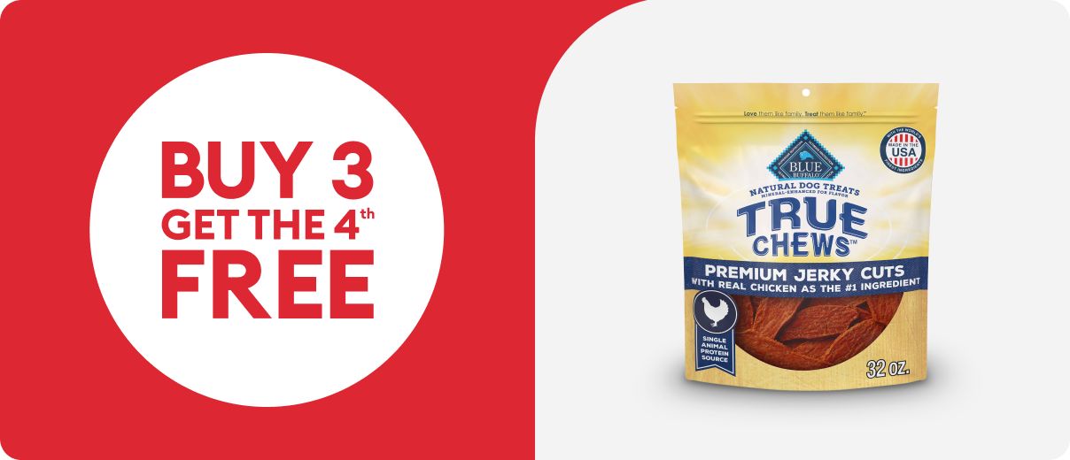 Buy 3, get the 4th FREE with Blue Buffalo True Chews treats