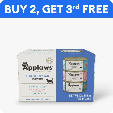 Buy 2, get 3rd FREE text & Applaws cat food variety pack