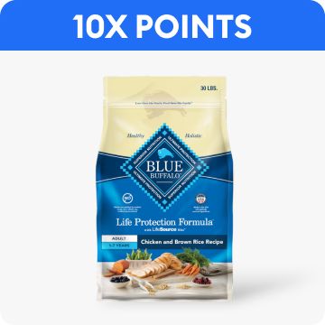 10X points callout & Blue Buffalo dog food