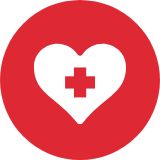 Icon of heart and red cross