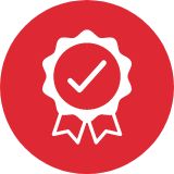 Icon of of badge with a checkmark