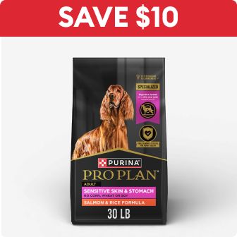 Save $10 text & a bag of Purina Pro Plan dog food