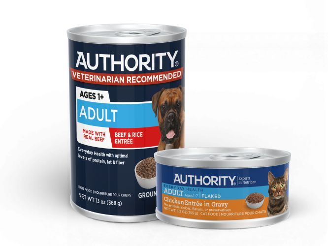 BOGO Savings text & two cans of Authority food