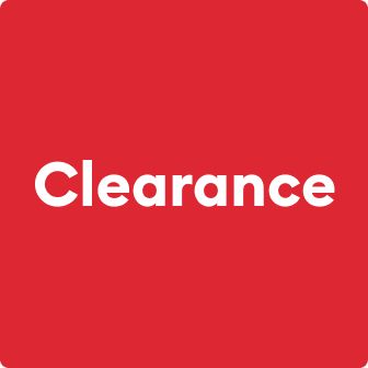 Clearance text on a red background