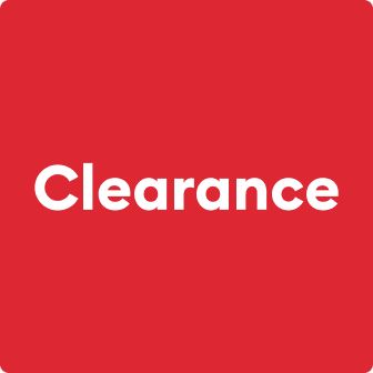 Clearance text on a red background