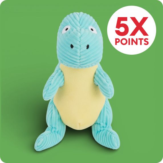 5X points callout & Joyhound Biteshield Plush Dinosaur Squeaky Dog Toy		