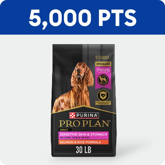 5,000 pts callout & a bag of Purina Pro Plan dog food		