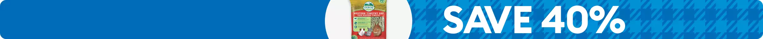 Save 40% callout & a bag of Oxbow Western Timothy Hay