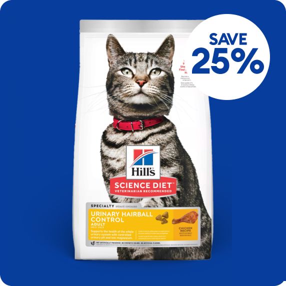 Save 25% & a bag of Hill's Science Diet cat food