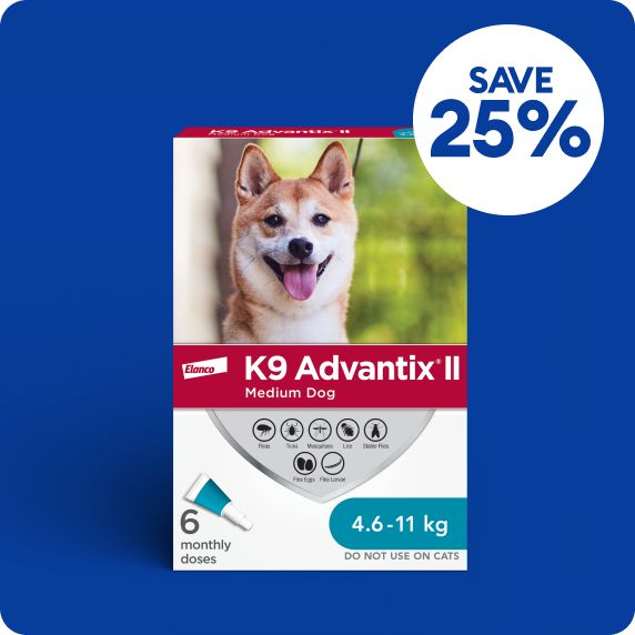 Save 25% callout & K9 Advantix II flea & tick treatment for dogs