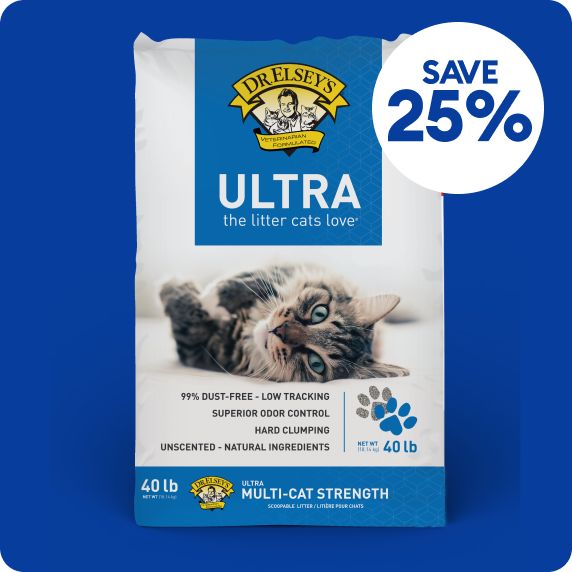 Save 25% callout & Dr. Elsey's cat litter