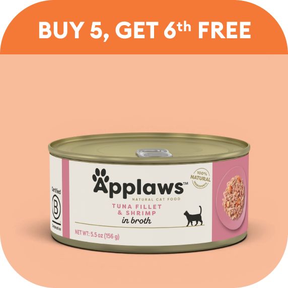 Applaws cat food can bogo savings orange background