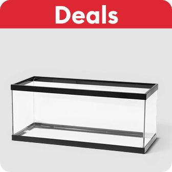 Deals callout and an empty aquarium