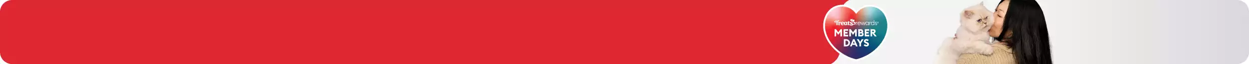 Treats Rewards Member Days heart with woman with Persian cat