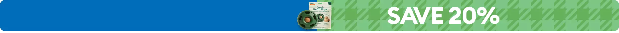 WOOF Pupsicle refill pops & save 20% callout