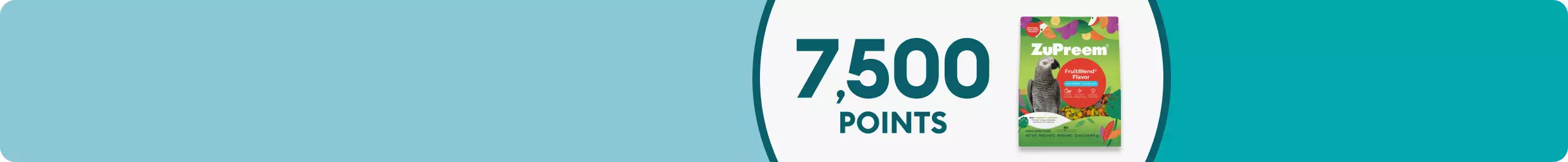 Earn 7,500 points callout and a bag of bird food