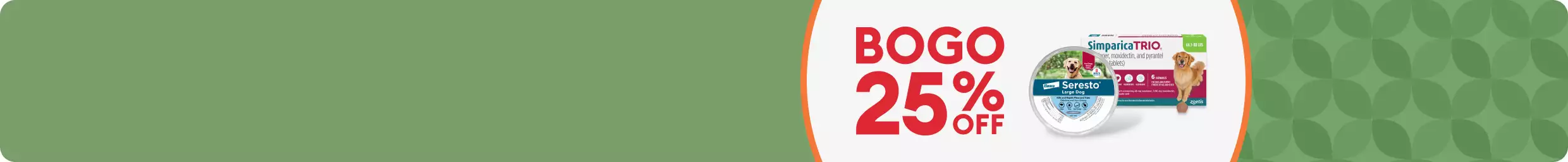 BOGO 25% OFF Seresto & Simparica dog flea & tick products