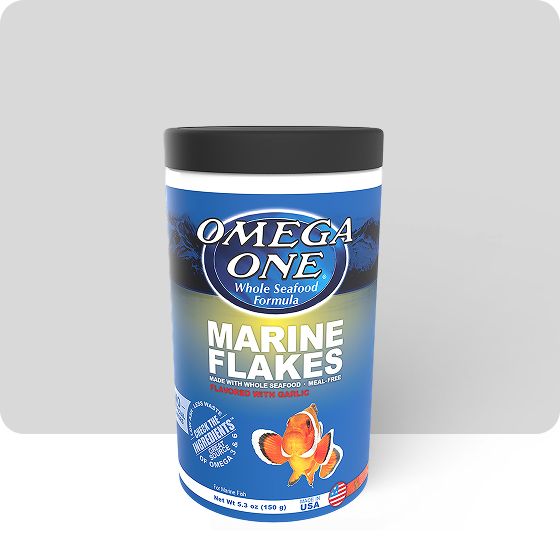 Can of omega one fish food flakes