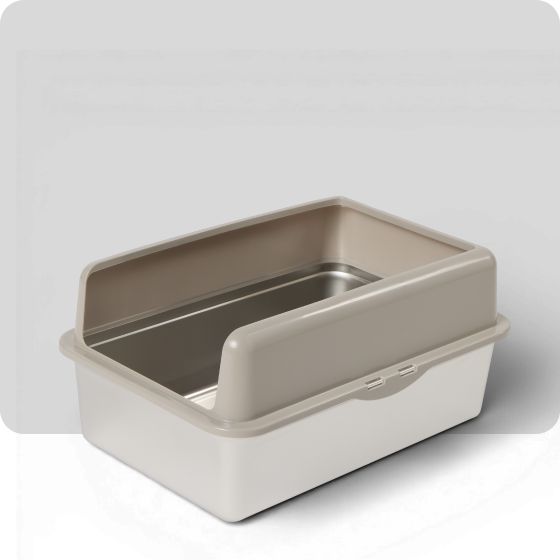 A gray litter box