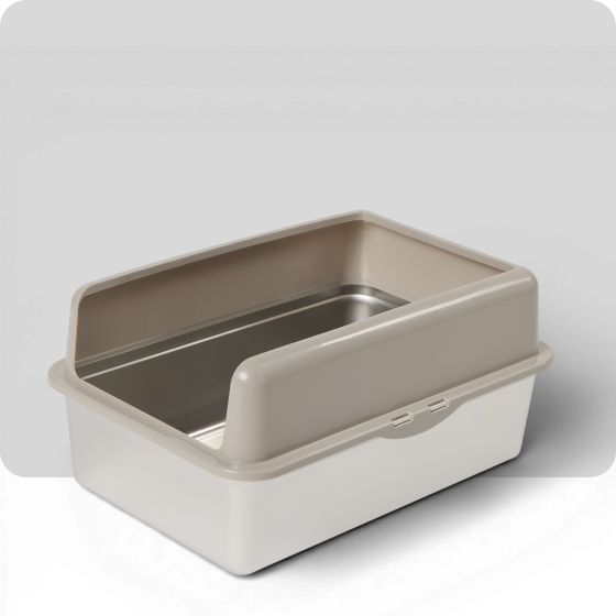 A gray litter box