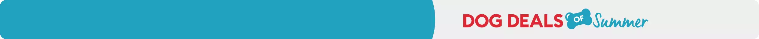 Dog Deals of Summer in red & blue on gray background