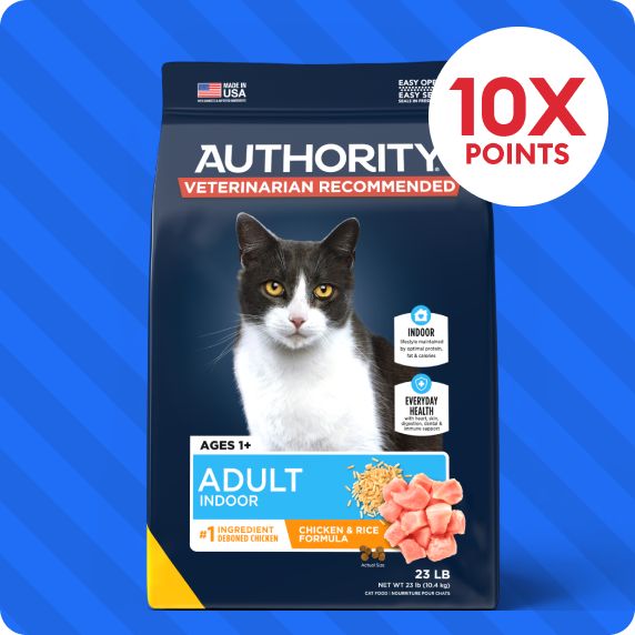 10X points callout & a bag of Authority cat food