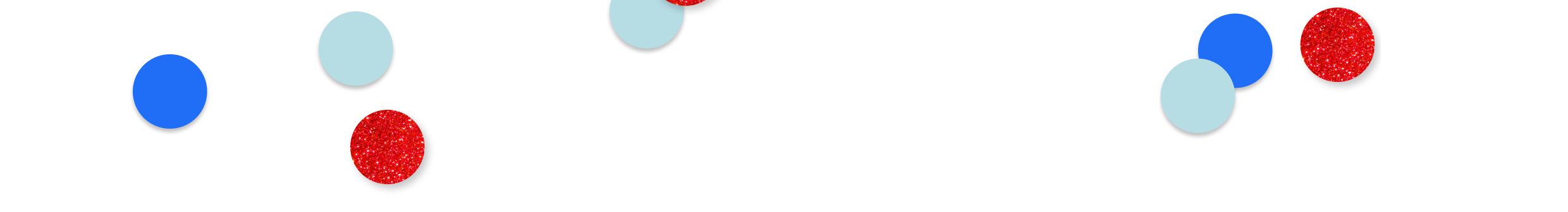 white background with blue teal and red circles