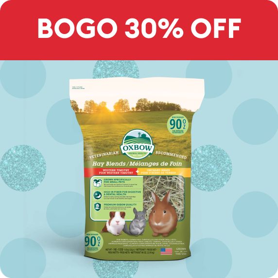 BOGO 30% OFF callout & Oxbow hay
