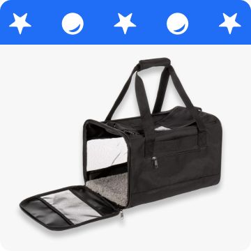 A open, empty travel carrier